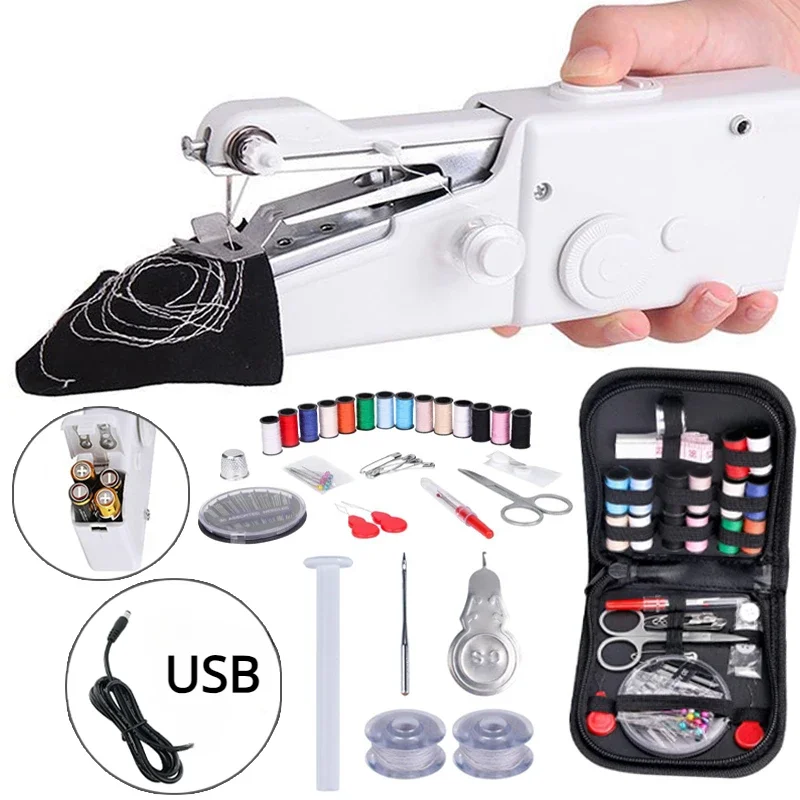 Mini Electric Sewing Machine Handheld - Portable Sewing Machine Manual Domestic Sewing