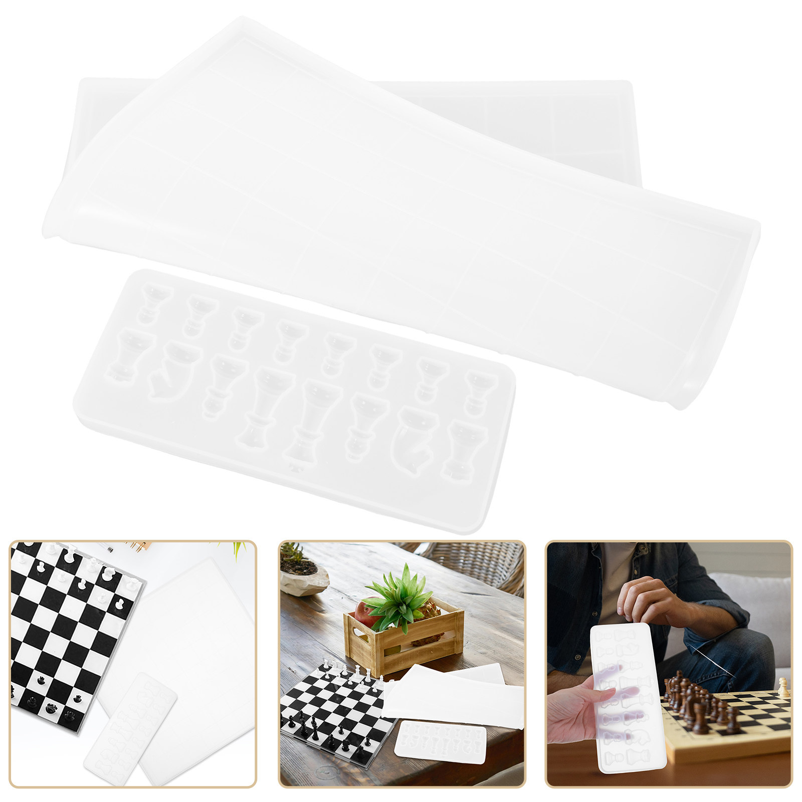 Silicone Epoxy Resin Molds Set - Silicone Chessboard Full Size Mold Set