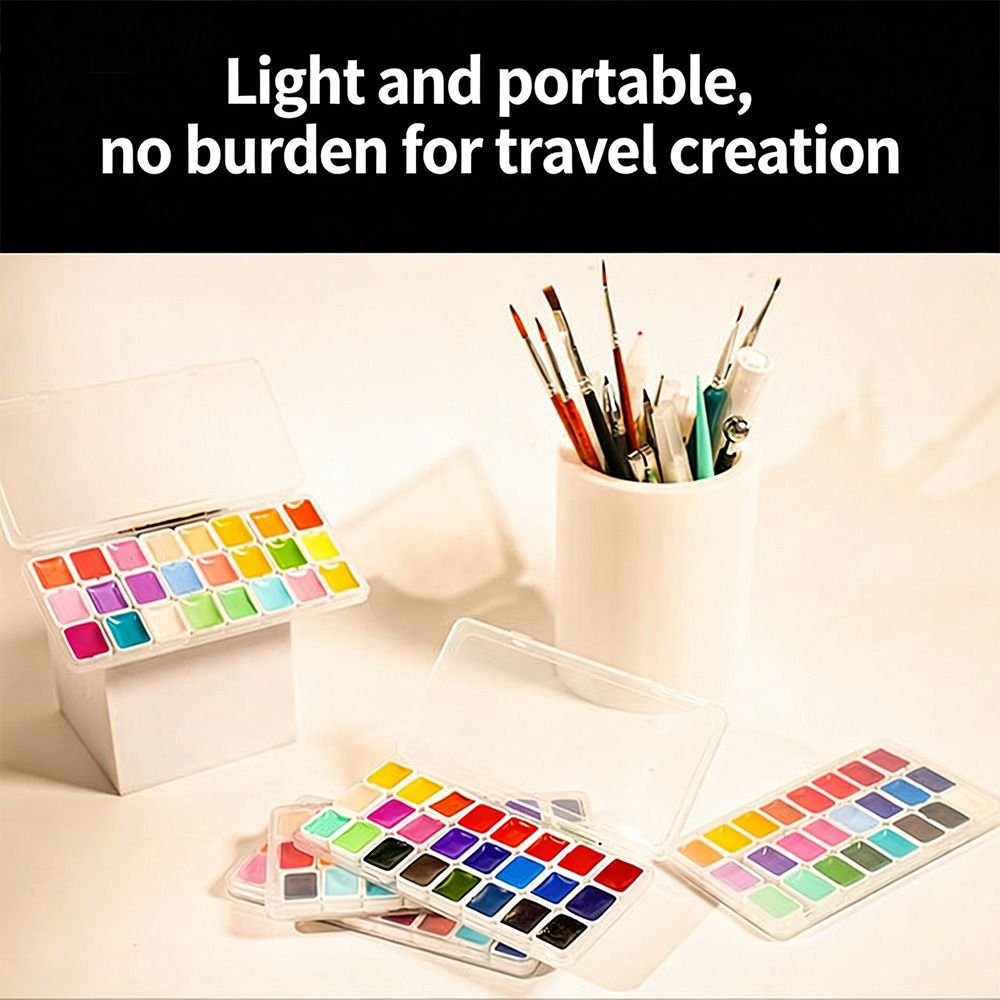 Watercolor Paint Set Solid Pigment - 24 Colors Watercolors Paint Set Plastic