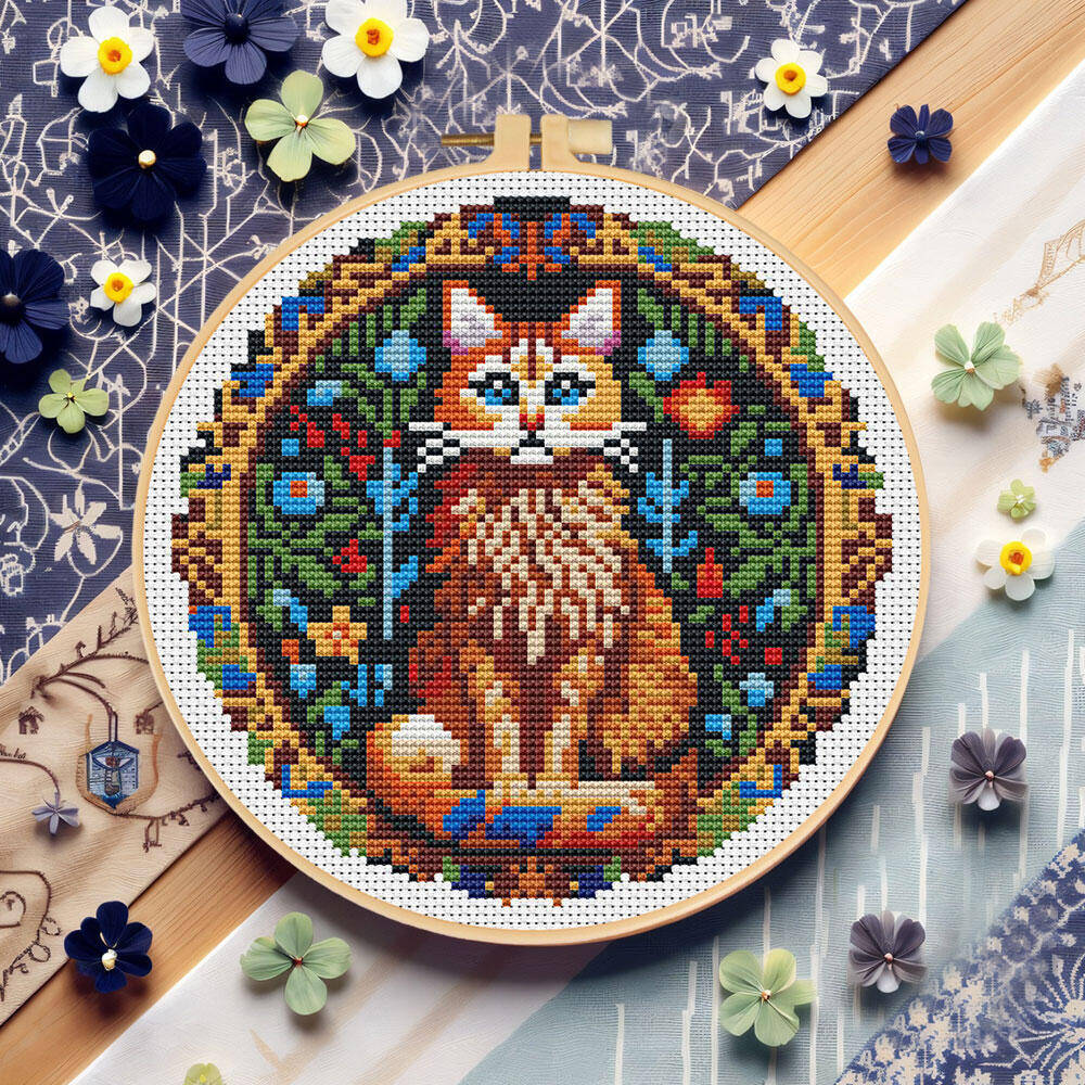 Cotton Embroidery Thread Skeins - DIY Cross Stitch Cat Animal 11CT