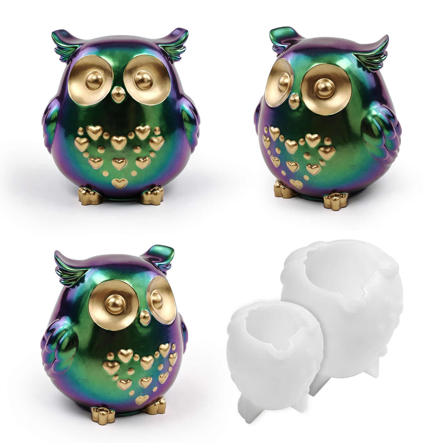 Silicone Epoxy Resin Molds Set - 2PCS Owl Silicone Mold Set -