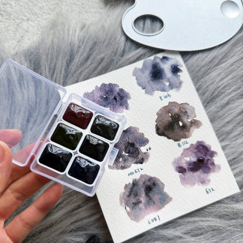 Watercolor Paint Set Solid Pigment - 6 Colors 1ml White Night Collection
