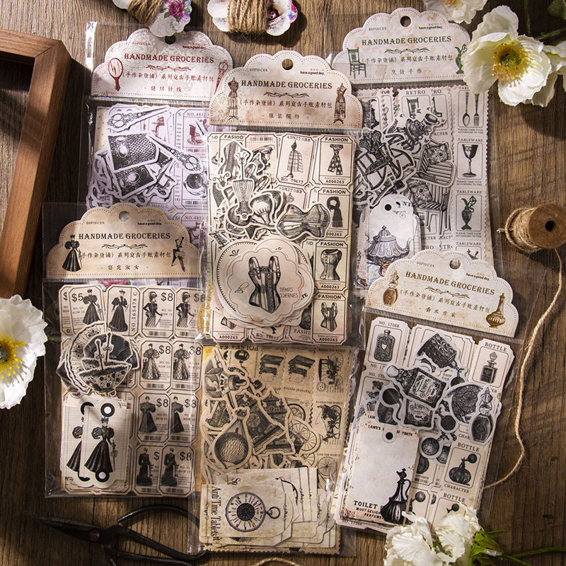 60 pcs Vintage Stickers+materi - Vintage Junk Journal Scrapbooking Paper recension och pris