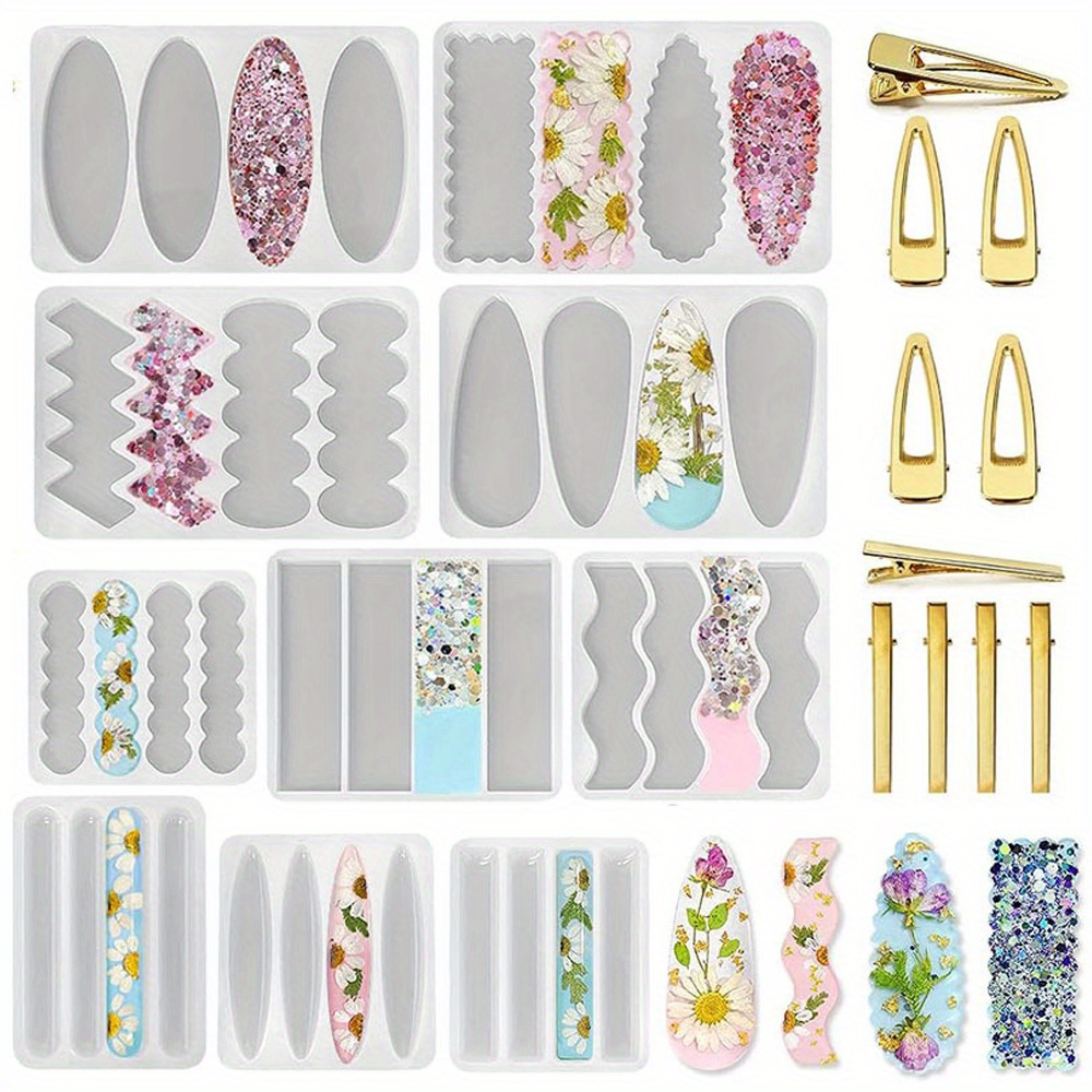 A Set of 10 Deep Hairpin Silic - Silicone Epoxy Resin Molds Set recension och pris