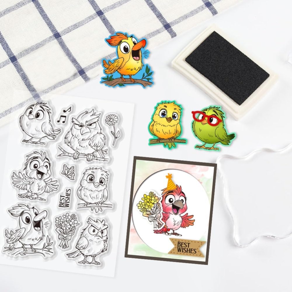 Funny Bird Clear Stamps for Sc - Clear Silicone Stamps For Card Making recension och pris