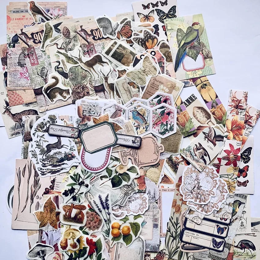 Vintage Stickers For Journalin - Vintage Junk Journal Scrapbooking Paper recension och pris
