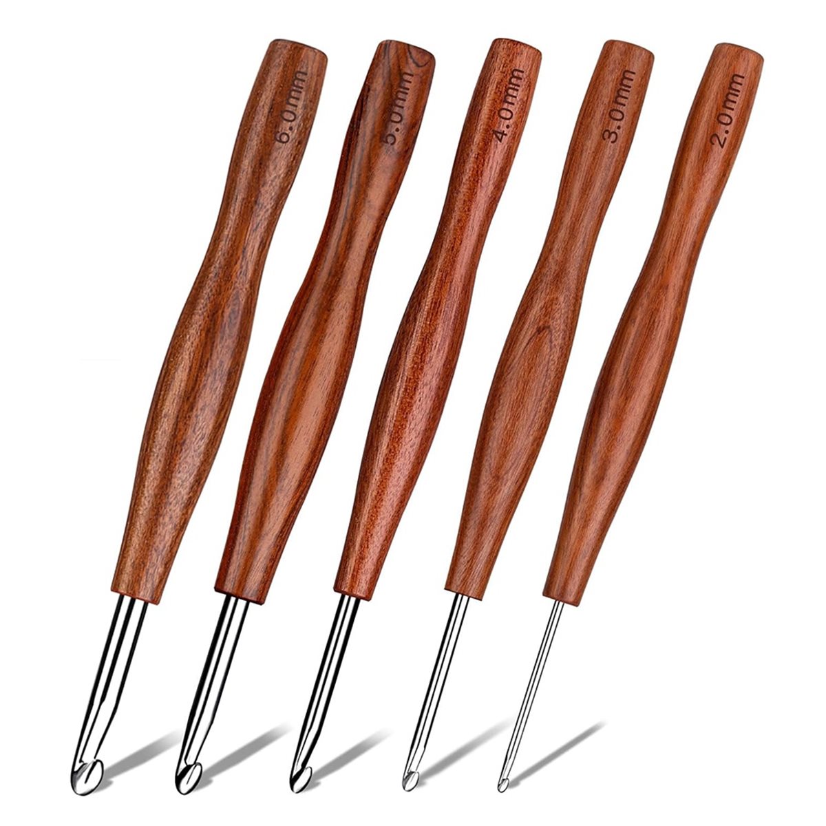 AT16 5 Pcs Crochet Hook, 5 Siz - Wooden Crochet Hooks Ergonomic Handle recension och pris
