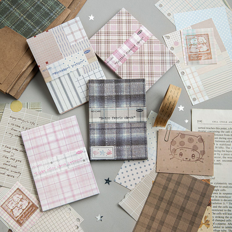 50pcs Creative Plaid Decor Scr - Vintage Junk Journal Scrapbooking Paper recension och pris