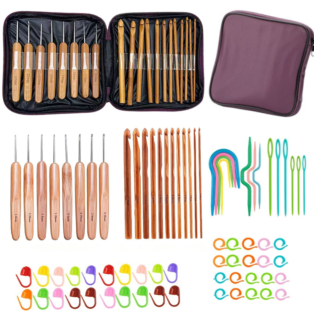 74pcs Bamboo Crochet Hooks Set - Craft Tools recension och pris