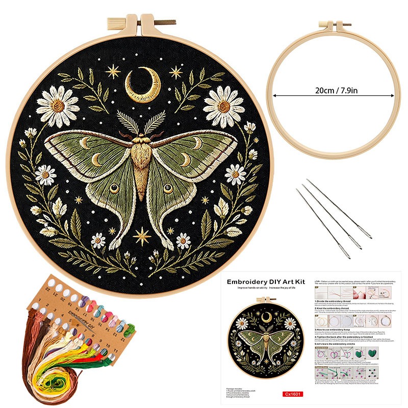 Butterfly Flower Embroidery DI - Cross Stitch Stamped Kits Beginners recension och pris