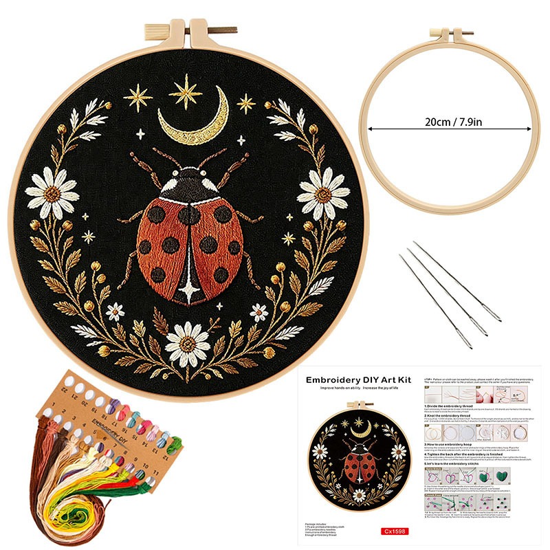 Butterfly Flower Embroidery DI - Cross Stitch Stamped Kits Beginners recension och pris