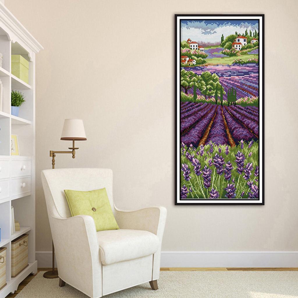 Lavender Flowers Stamped Cross - Cross Stitch Stamped Kits Beginners recension och pris