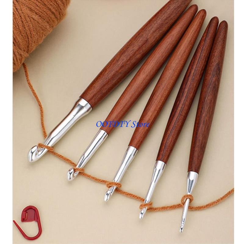 367A 8Pcs Wooden Handle Croche - Wooden Crochet Hooks Ergonomic Handle recension och pris