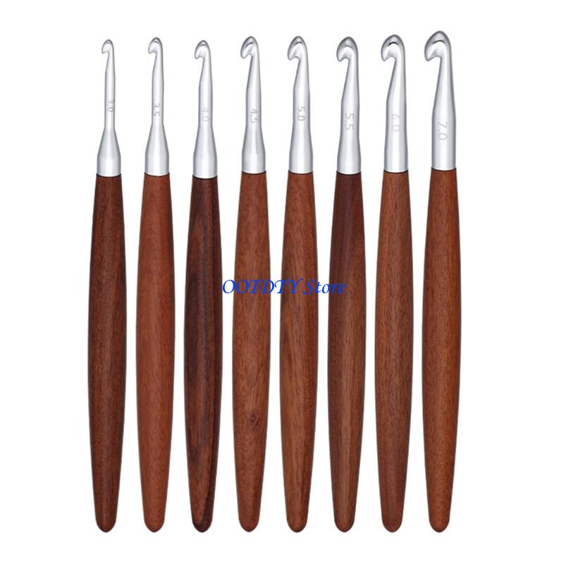 367A 8Pcs Wooden Handle Croche - Wooden Crochet Hooks Ergonomic Handle recension och pris