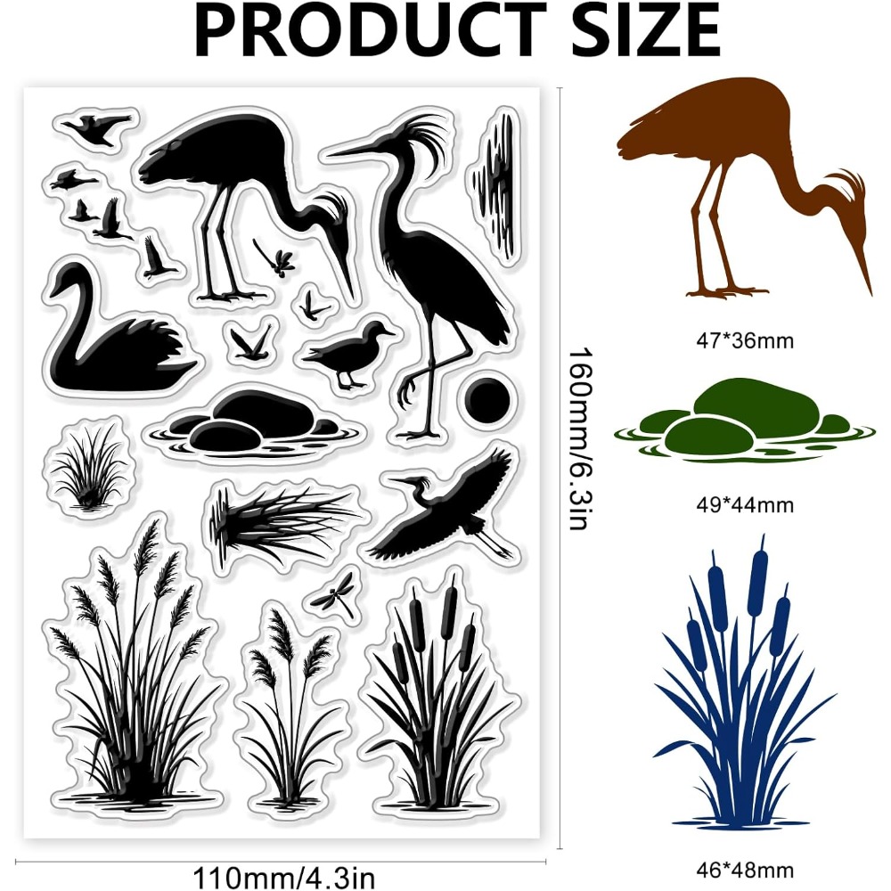 Wetlands Birds Pattern Clear S - Clear Silicone Stamps For Card Making recension och pris