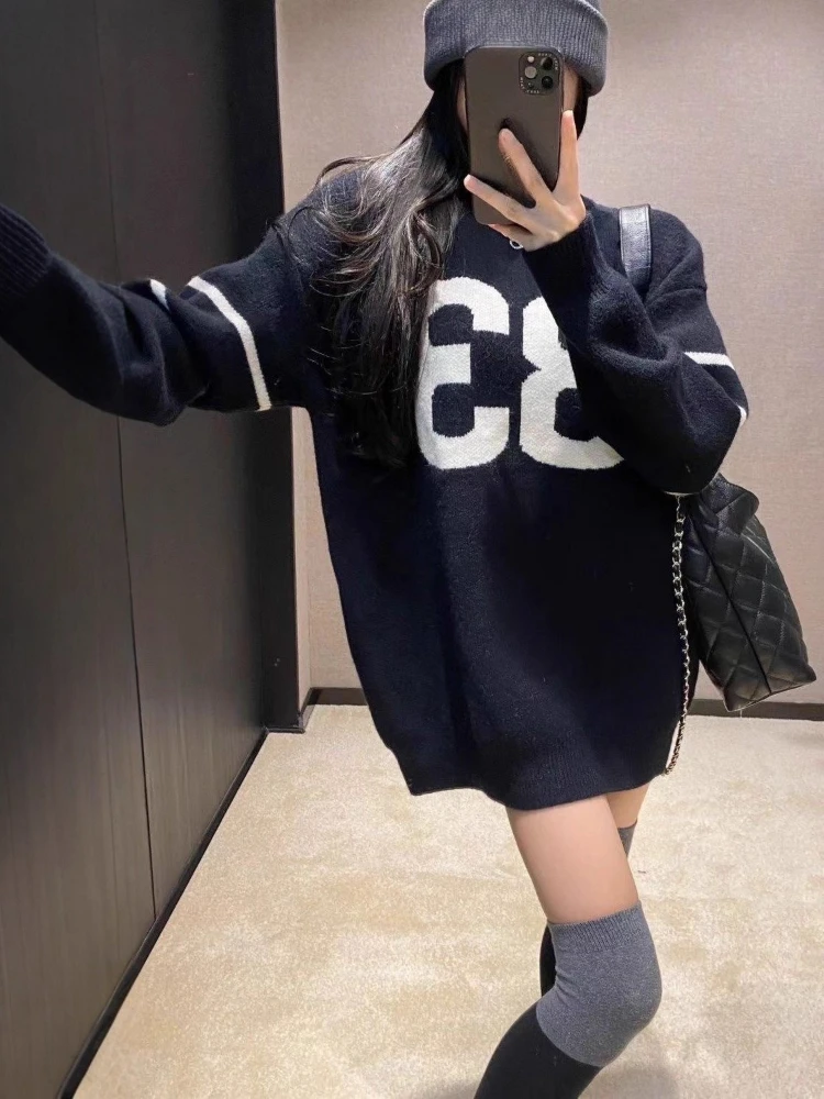 Y2K Vintage Knitted Sweater Wo - Embroidery recension och pris