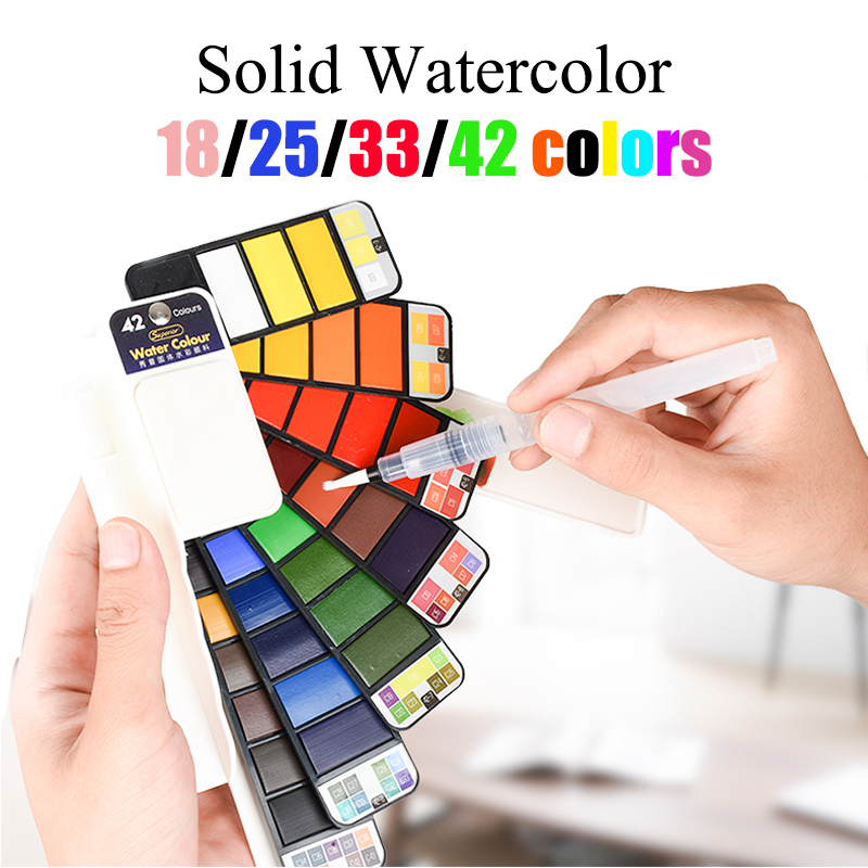 18/25/33/42 Colors Solid Water - Watercolor Paint Set Solid Pigment recension och pris