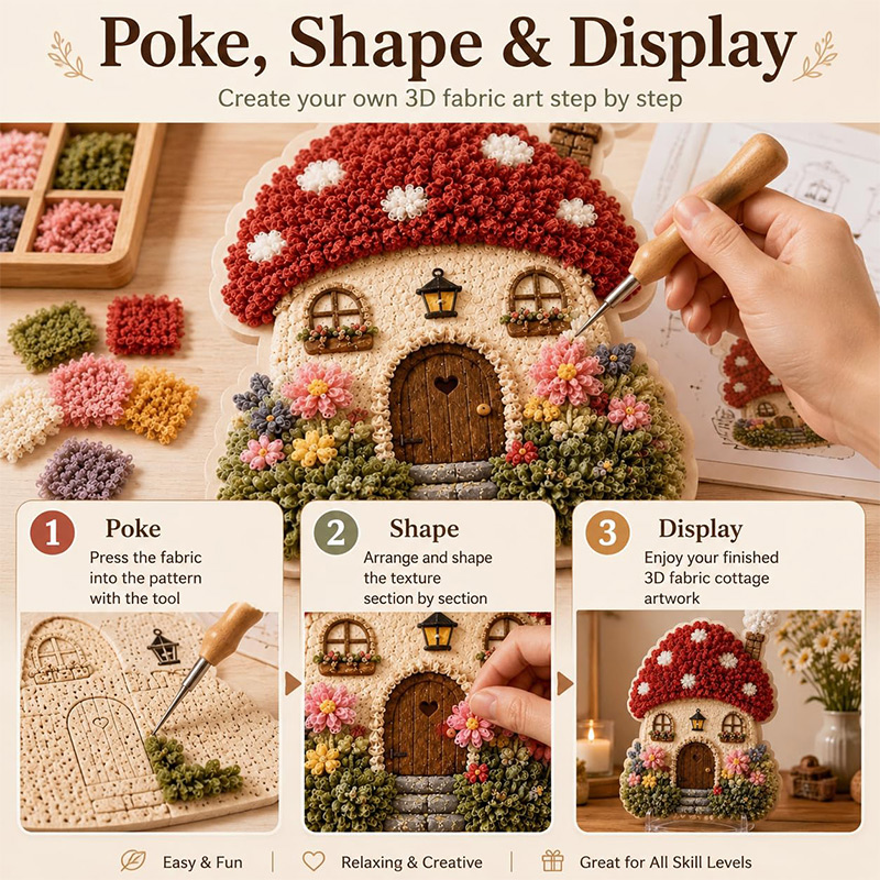 3D Mushroom House Poke Art DIY - Sewing recension och pris