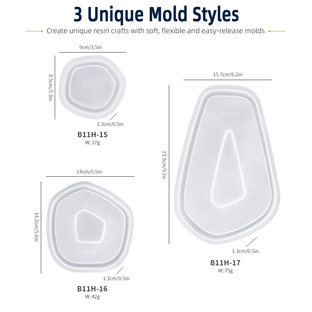 3Pcs Irregular Tray Silicone R - Silicone Epoxy Resin Molds Set recension och pris