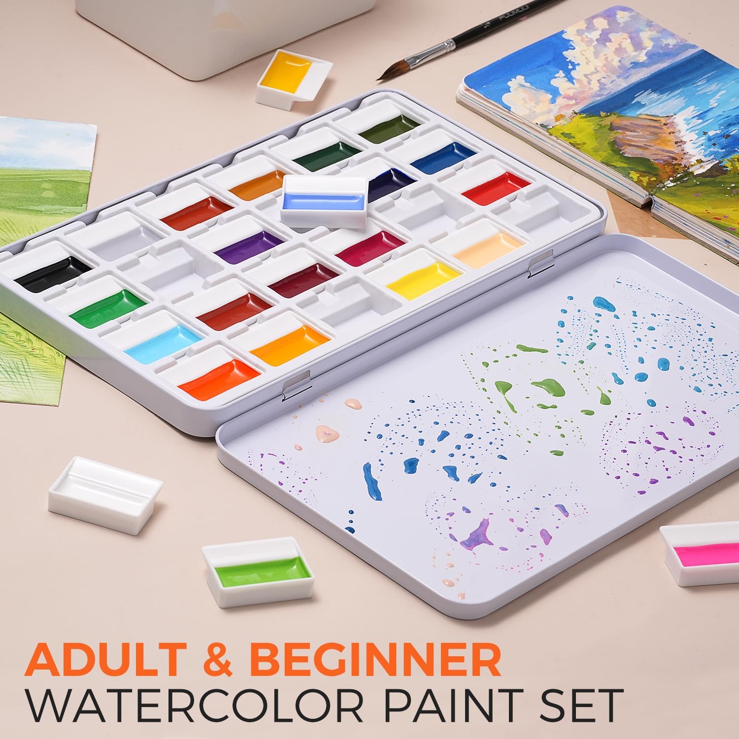 24 Colors Opaque Solid Waterco - Watercolor Paint Set Solid Pigment recension och pris