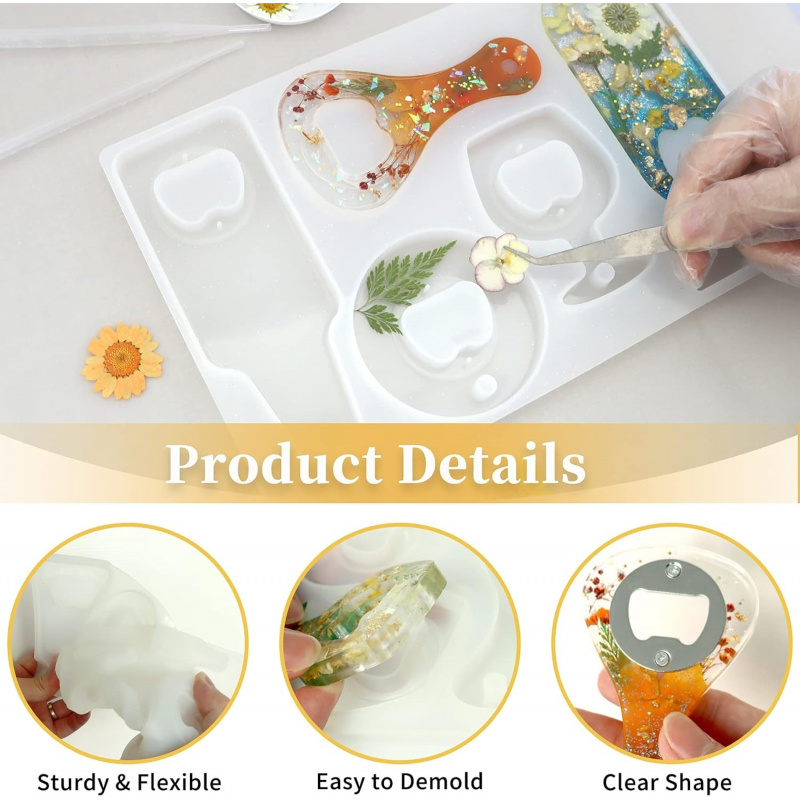 Bottle opener resin mold、Beer  - Silicone Epoxy Resin Molds Set recension och pris