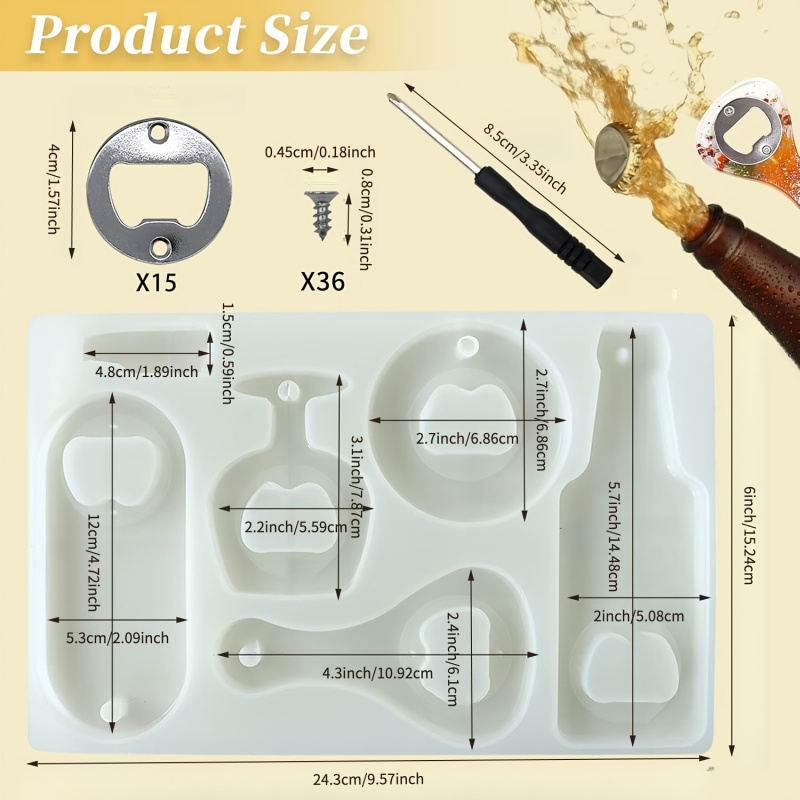 Bottle opener resin mold、Beer  - Silicone Epoxy Resin Molds Set recension och pris