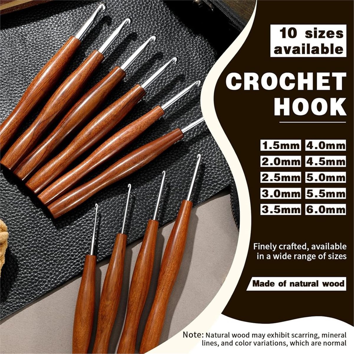 NOCM 5 Pcs Crochet Hook, 5 Siz - Wooden Crochet Hooks Ergonomic Handle recension och pris