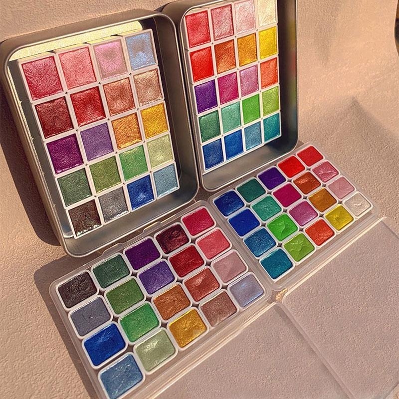 Pearlescent Paints Portable 20 - Watercolor Paint Set Solid Pigment recension och pris