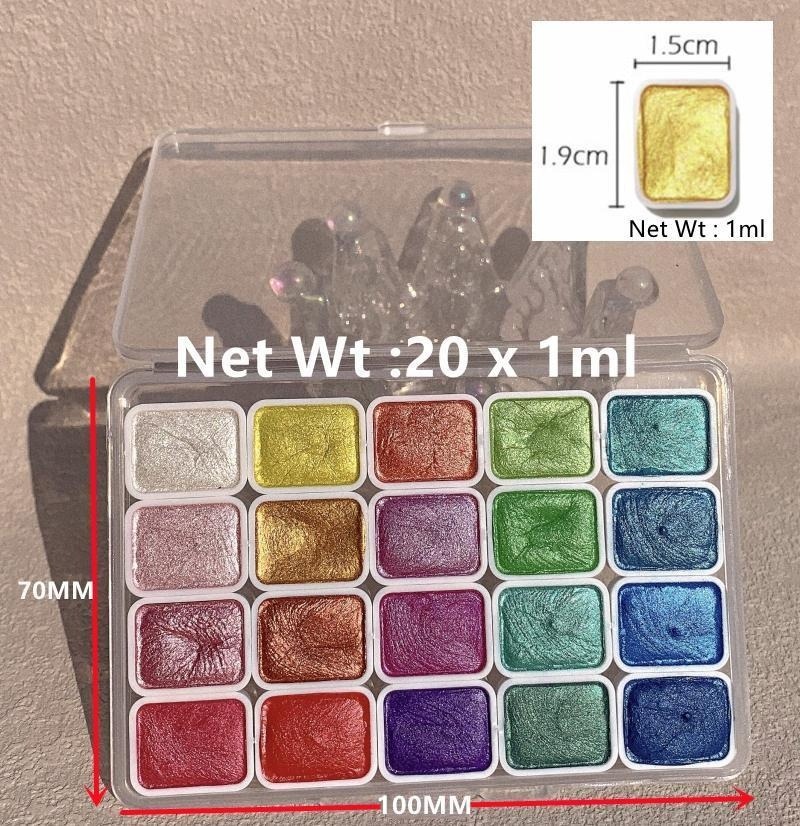 Pearlescent Paints Portable 20 - Watercolor Paint Set Solid Pigment recension och pris