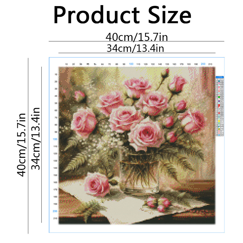 HUACAN Cross Stitch Kits Rose  - Cotton Embroidery Thread Skeins recension och pris