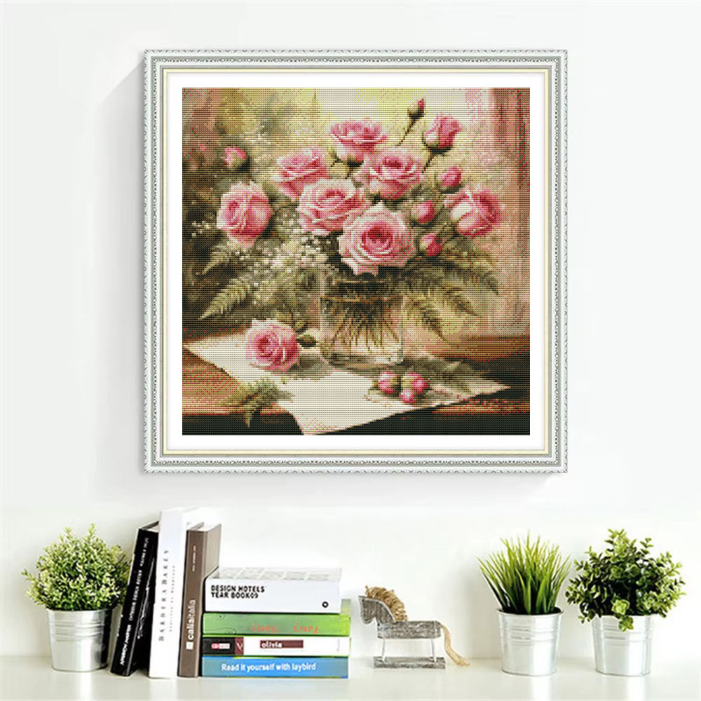 HUACAN Cross Stitch Kits Rose  - Cotton Embroidery Thread Skeins recension och pris