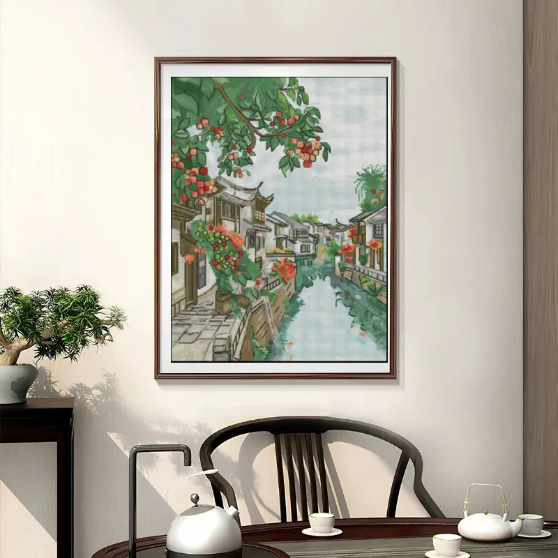 [[CC904-Water Town Jiangnan] D - Cross Stitch Stamped Kits Beginners recension och pris