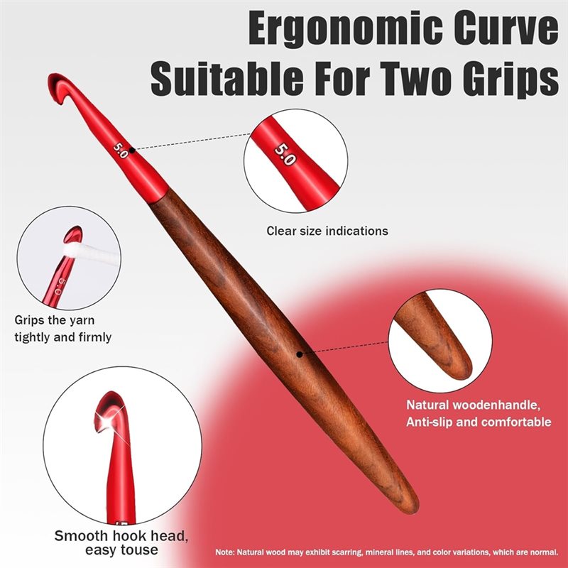 【LAST CHANCE】Ergonomic Crochet - Wooden Crochet Hooks Ergonomic Handle recension och pris